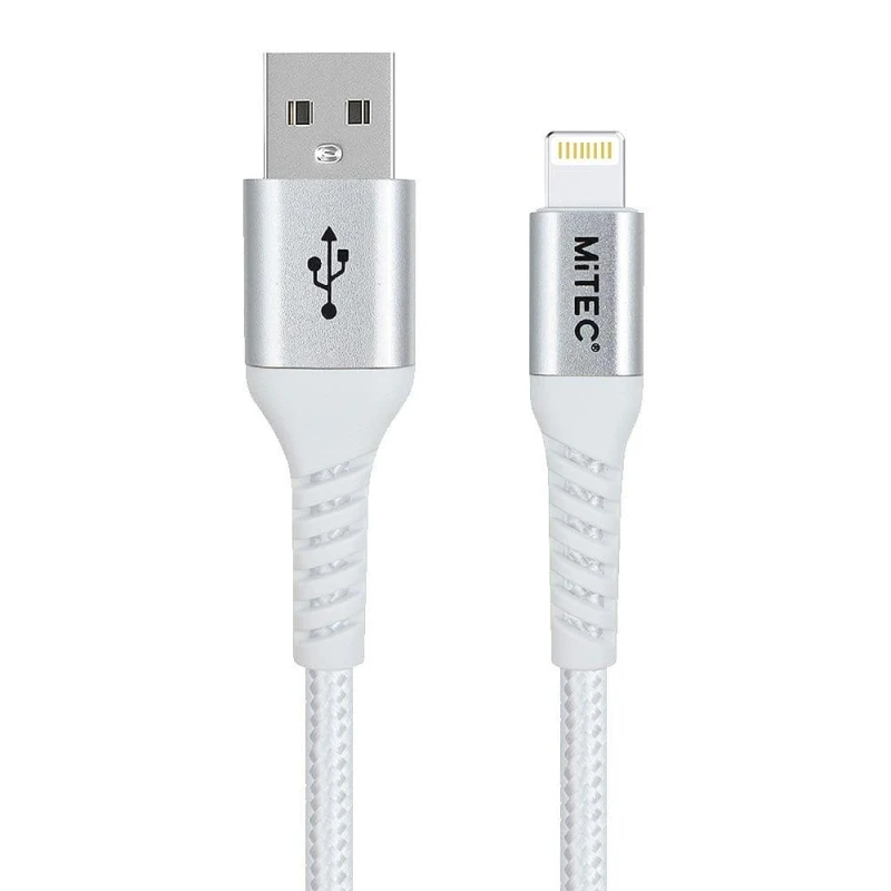 Image of MiTEC MITEC 1M MFI LIGHTNING BRAIDED CABLE SILVER - White White One Size