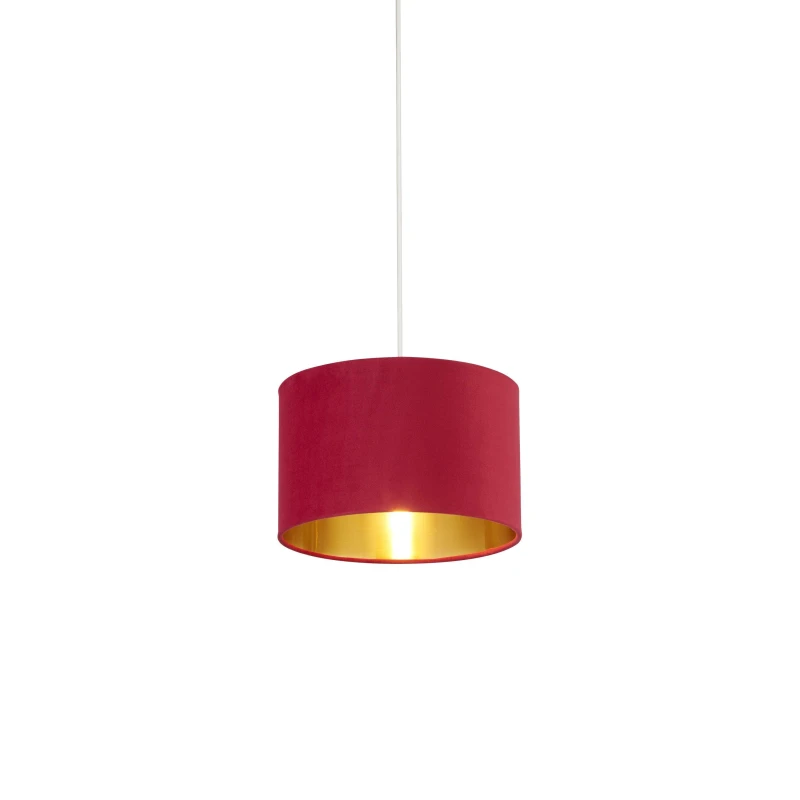 Image of Lighting Collection BURGUNDY VELVET DRUM SHADE & GOLD INNER (D28cm) Burgundy unisex One Size