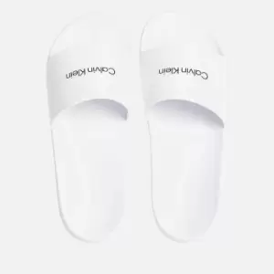 Image of Calvin Klein Mens Logo-Print Rubber Slides - UK 8