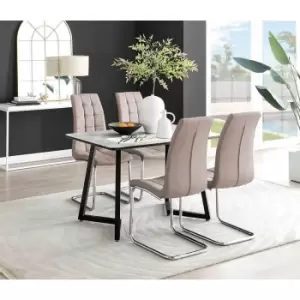Image of Furniture Box Carson White Marble Effect Dining Table and 4 Cappuccino Murano Chairs