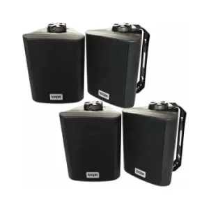 Image of 2x Pair 4" Outdoor Rated Black Stereo Wall Speakers 70W 8 Ohm IP55 Weatherproof