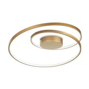 Image of Ideal Lux LED Decorative Swirl Integrated LED Semi Flush Light Gold, 3000K