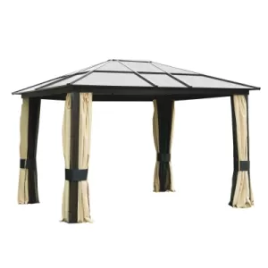 Image of Outsunny Garden Party Tent Gazebo 3x3.6 m-Brown/Beige