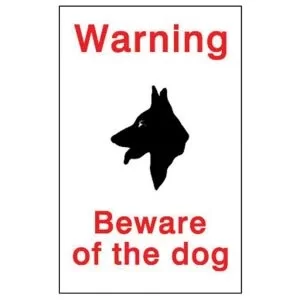 Image of The House Nameplate Company Beware Of The Dog Self-Adhesive Labels, (H)150mm (W)100mm
