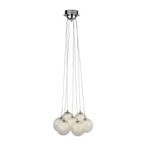 Image of Cluster 7 Light LED Ball Ceiling Pendant - Chrome, Glass & Crystal Sand Balls