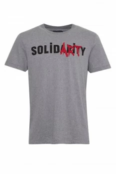 Image of Mens French Connection Solidarity T Shirt Mid Grey Marl