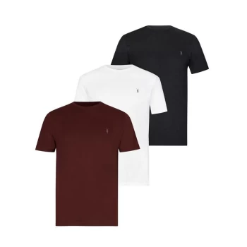 Image of AllSaints Brace Short Sleeve Crew 3 Pack T-Shirts - JT BLK/CHARRED/WHT