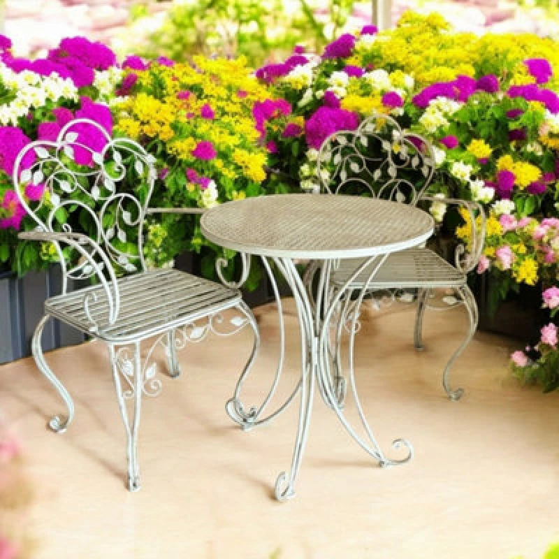 Image of Minster Garden Bistro Set - Metal - Grey