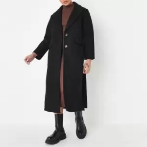 Image of Missguided Petite Button Midaxi Coat - Black