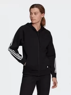Image of adidas Sportswear Future Icons 3-stripes Hooded Track Top, Black, Size L, Women