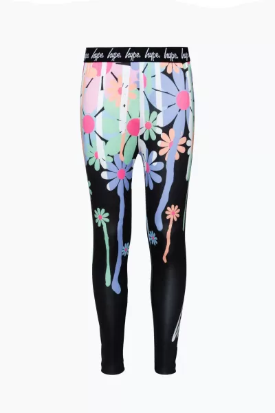 Image of Black Daisy Drip Leggings