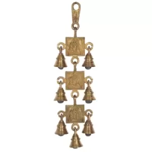 Image of Large Hanging Brass Om Symbol Altar Bells