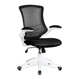 Image of Nautilus Designs Ltd. Designer Medium Back Mesh Chair with White Shell and Folding Arms Black