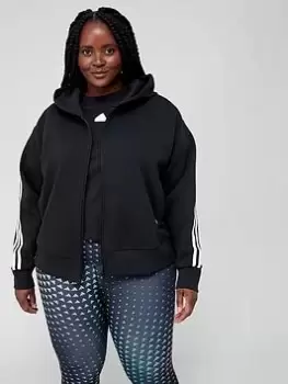 Image of adidas Sportswear Future Icons 3 Stripe Full Zip Hoodie - Plus Size - Black, Size 4X, Women