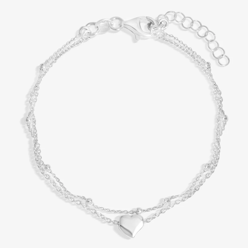 Image of Simply Silver Sterling Silver 925 Polished Chain Heart Bracelet Jewellery Sets One Size Silver 72231011000