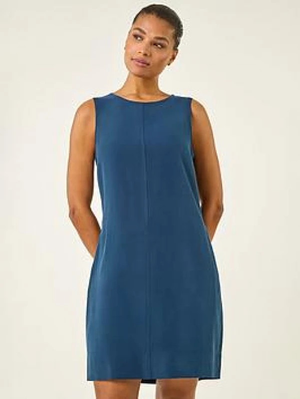 Image of Roman Womens Seam Detail Pocket Shift Dress in Navy Size: 18 Navy Female 18