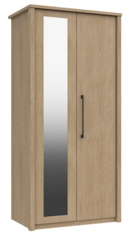 Image of Ashbourne 2 Door Robe With Mirror - Natural Oak On Express Delivery And Ready Assembled