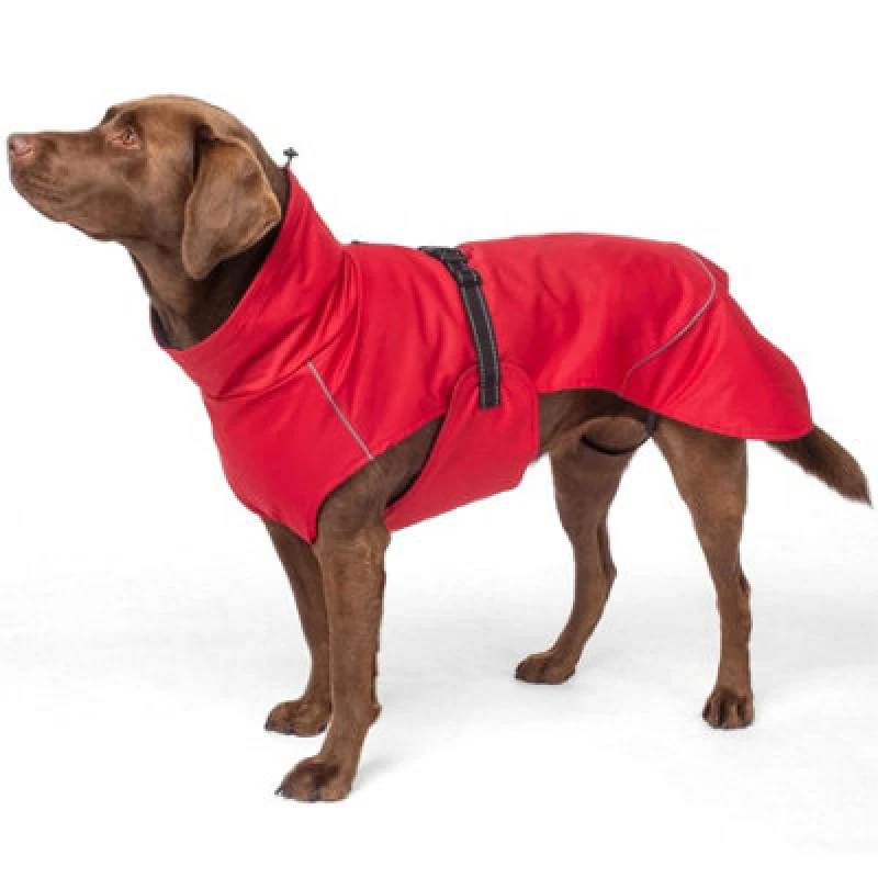 Image of Bunty Downpaw Dog Coat - Adjustable Fleece Lined Jacket With Reflective Piping - Harness Hole - For All Breeds - X-Large, Red