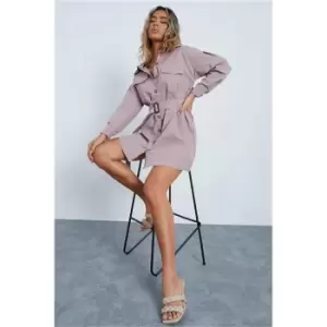 Image of I Saw It First Pink Drop Shoulder Belted Oversized Shirt Dress - Pink