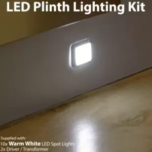 Image of Square LED Plinth Light Kit 10 WARM White Spotlight Kitchen Bathroom Floor Panel