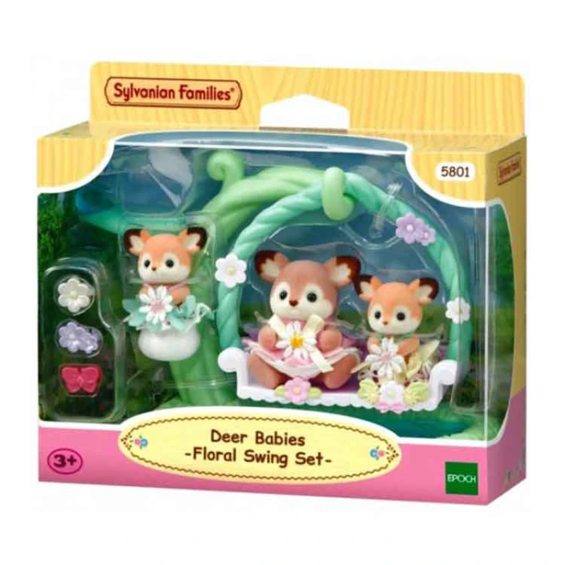 Image of AJ Toys & Books Sylvanian Families - Floral Swing Set - Deer Babies
