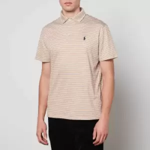 Image of Polo Ralph Lauren Mens Interlock Striped Polo Shirt - Montana Khaki/White - M