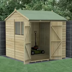 Image of 7' x 7' Forest Beckwood 25yr Guarantee Shiplap Pressure Treated Double Door Reverse Apex Wooden Shed (2.28m x 2.12m)