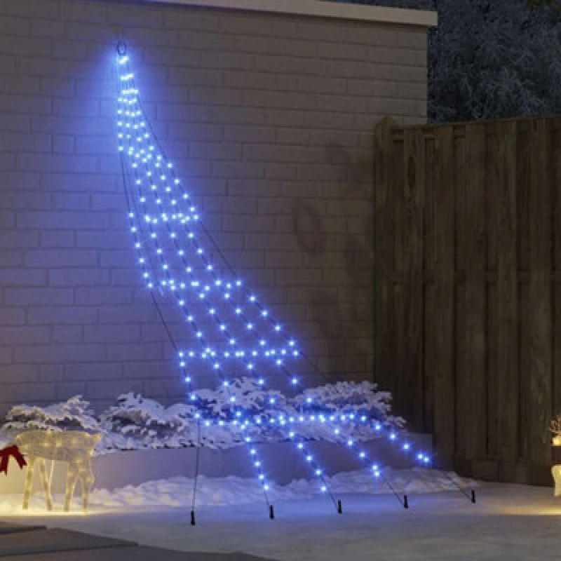 Image of Vidaxl LED Christmas Tree With Ground Spikes Blue 306cm Metal