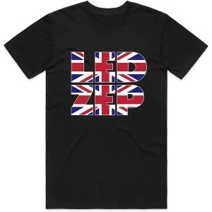Image of Led Zeppelin - Union Jack Type Unisex Medium T-Shirt - Black