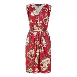 Image of Mela London Red Floral Jersey Pocket Dress - Red