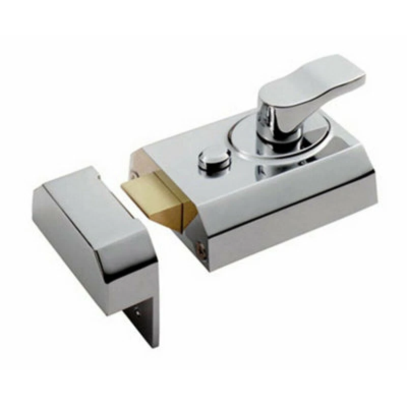 Image of Loops Deadlocking Rim Cylinder Nightlatch 60mm Polished Chrome Door Security Lock Multi unisex