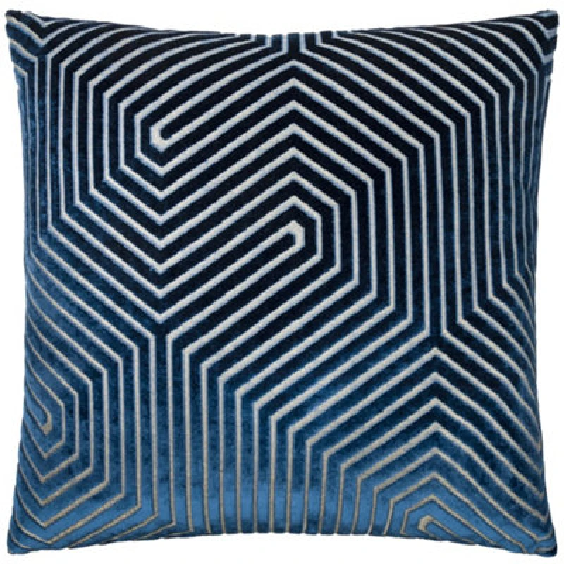 Image of Paoletti Paoletti Evoke Cut Velvet Cushion in Navy Size: 55cm x 55cm Navy 55cm x 55cm Unisex 5025532354457