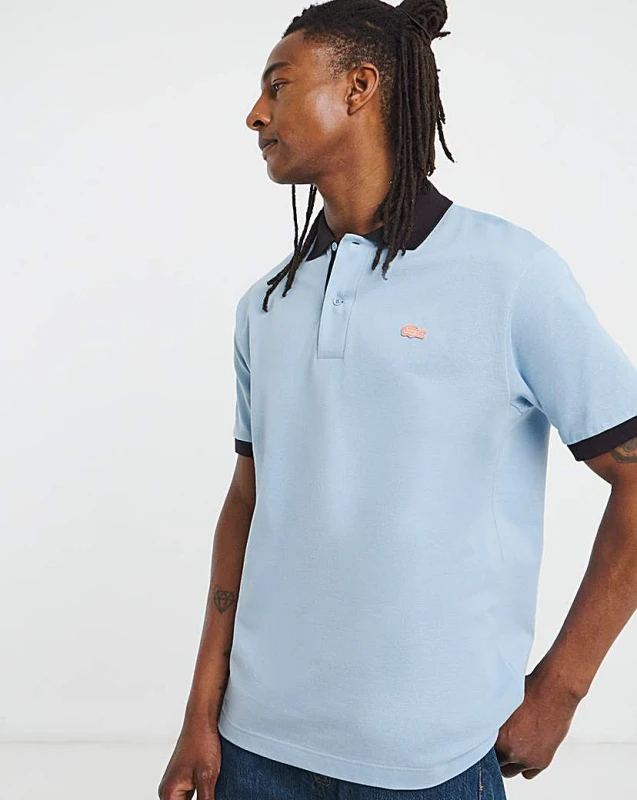 Image of Lacoste Lacoste Short Sleeve Contrast Polo Light Blue - Lacoste - Size: S37 Light Blue Male S37 LA36901