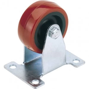 Image of Draper Fixed Plate Fixing Polyurethane Wheeled Castor 100mm