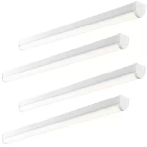 Image of 4 PK 5ft High Lumen Emergency Batten Light - 65.5W Cool White LED - Gloss White