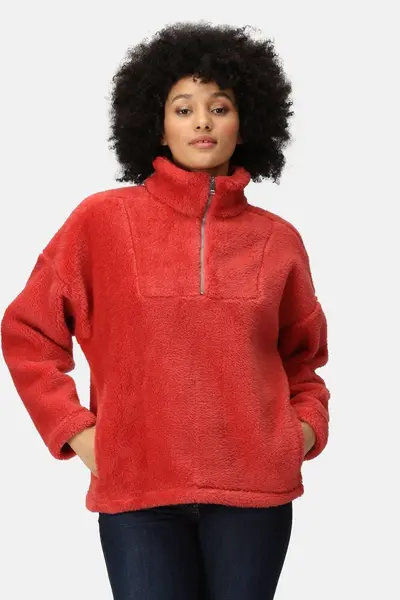 Image of Regatta Half-Zip 'Zeeke' Fluffy Fleece Red
