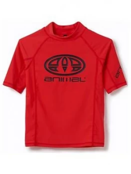 Image of Animal Boys Hiltern Short Sleeve Rash Vest - Red