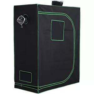 Image of Outsunny Mylar Hydroponic Grow Tent with Adjustable Vents and Floor Tray for Indoor Plant Growing 90x60x135cm