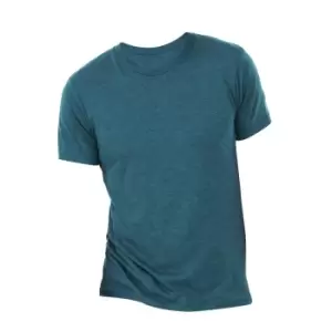 Image of Canvas Mens Triblend Crew Neck Plain Short Sleeve T-Shirt (L) (Steel Blue Triblend)