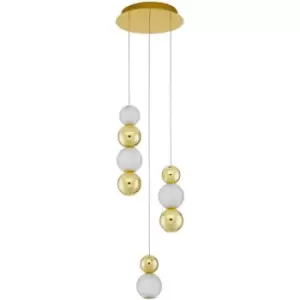 Image of Netlighting Merano Gananoque Integrated LED Pendant Ceiling Light Gold Aluminium
