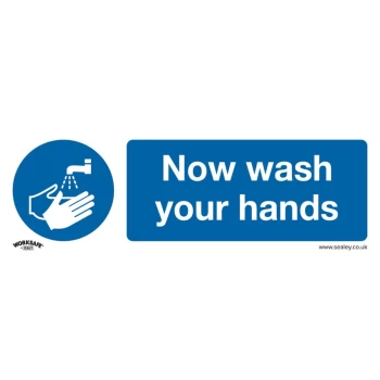 Image of Safety Sign - Now Wash Your Hands - Self-Adhesive