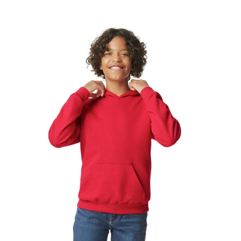 Image of Gildan Softstyle Plain Midweight Hoodie in Red Size: 12-13 Years Red Unisex 12-13 Years