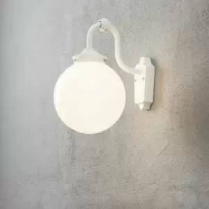 Image of Konstsmide Arcturus Outdoor Classic Down Wall Light - Matt White Opal, IP23