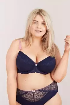 Image of Oola Spot And Lace Padded Balconette Bra