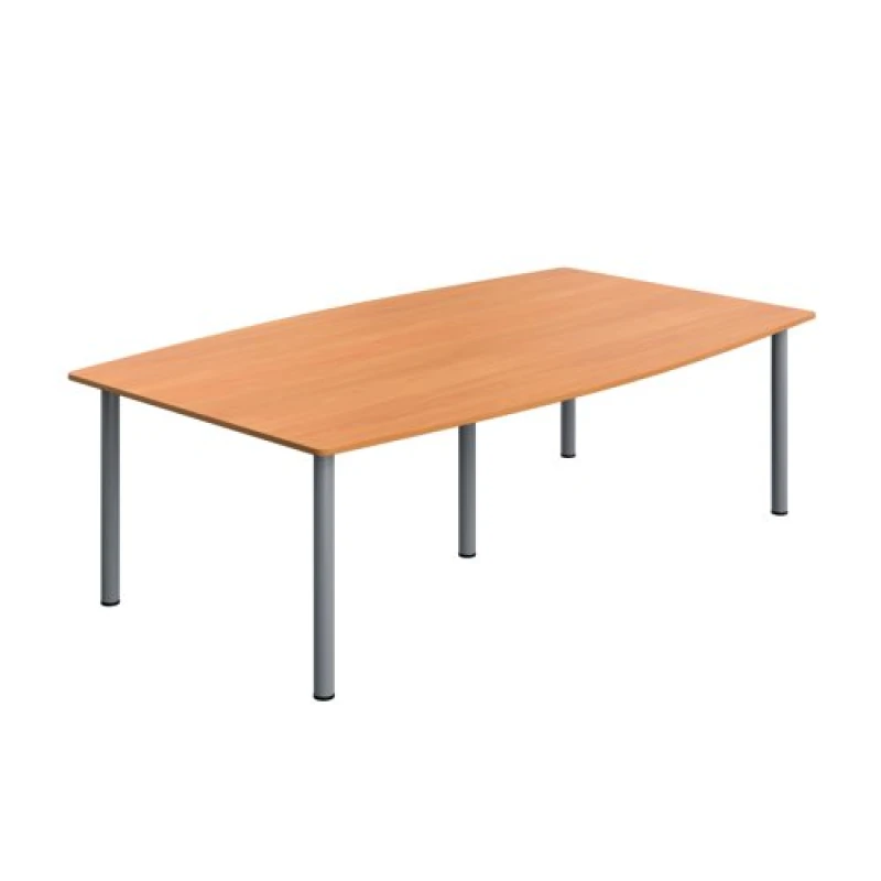 Image of Serrion Pole Leg Barrel Shaped Table 2400x1200x730mm Beech/Silver KF800240