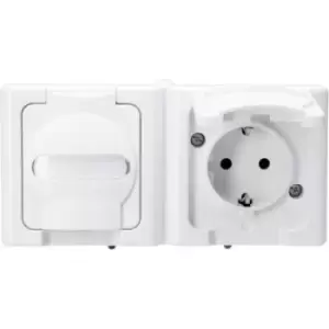 Image of Kopp 131202003 2x Wet room switch product range Complete PG socket (+ lid) BlueElectric Arctic white