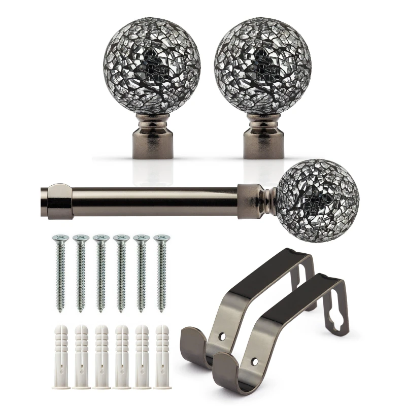 Image of Emma Barclay Curtain Pole Extendable Cut Glass Black Silk unisex 120-210cm