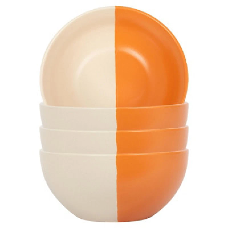 Image of Nicola Spring Dipped Stoneware Cereal Bowls - 16.5Cm - Burnt Orange - Pack Of 4