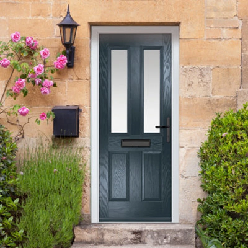 Image of Lacerta Composite Door Carnoustie 7016 Grey 920mm X 2090mm Open In Left Hand Obs Glass 10 Year Guarantee - Free Delivery & Smart Lock