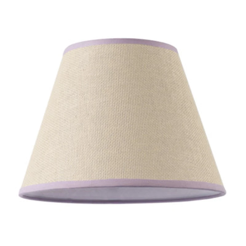 Image of Happy Homewares Traditional Rattan Tweed Lamp Shade With Lilac Cotton Fabric Trims